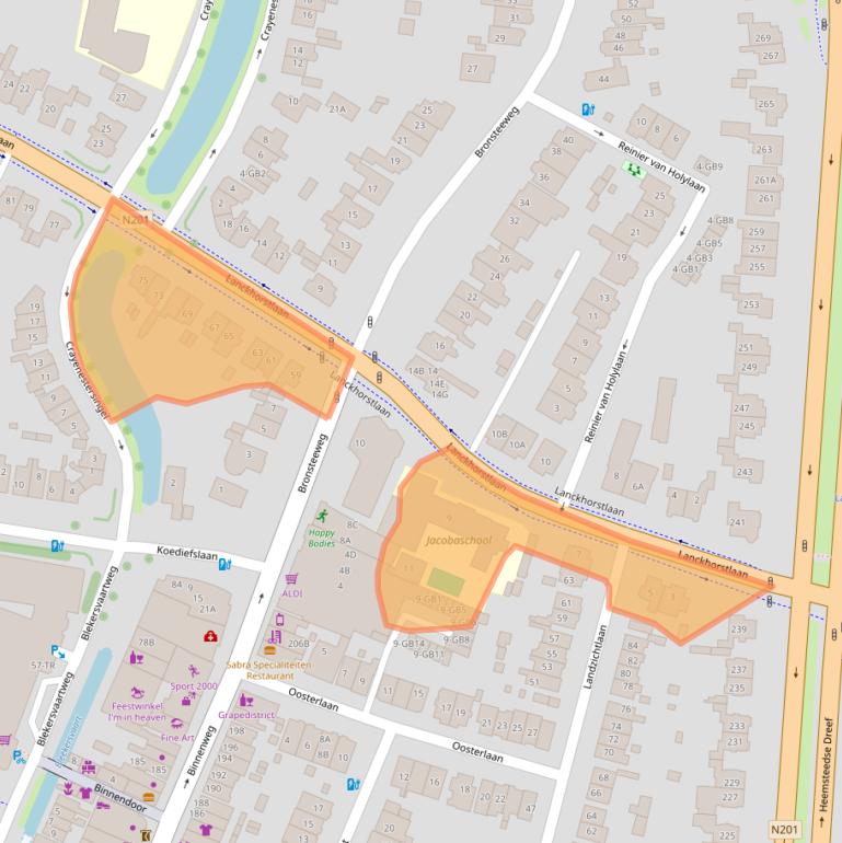 Kaart van postcodegebied 2101BA.