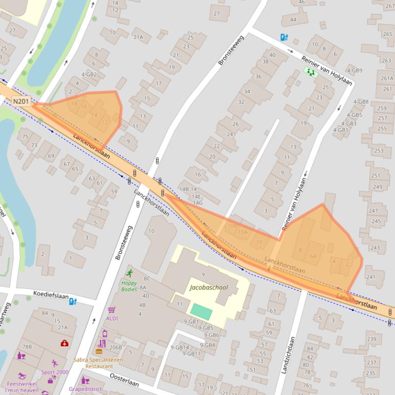 Kaart van postcodegebied 2101BD.