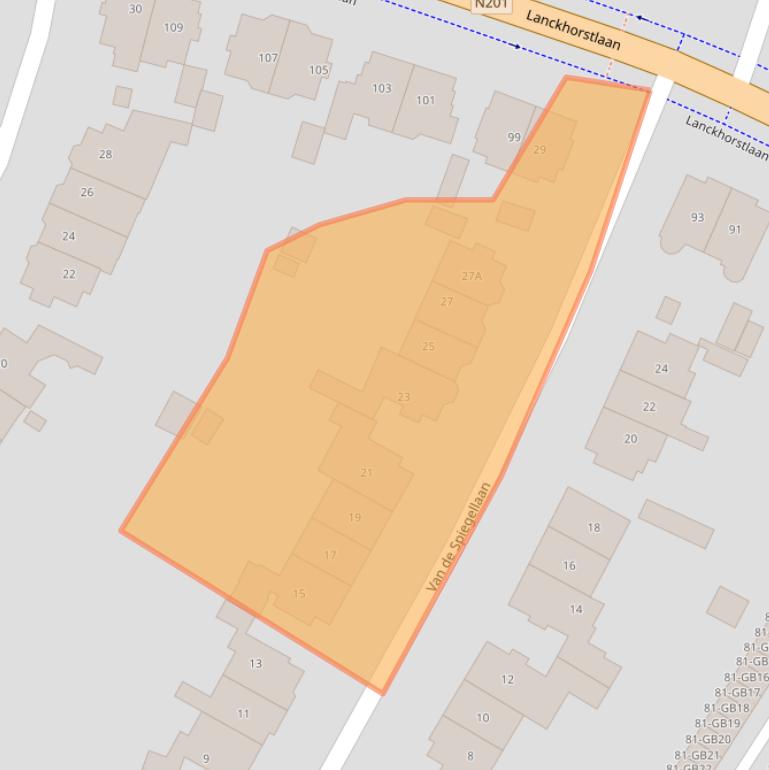 Kaart van postcodegebied 2101BM.