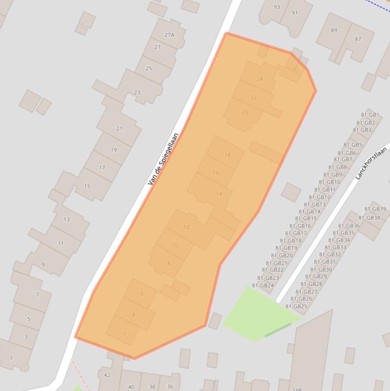 Kaart van postcodegebied 2101BN.