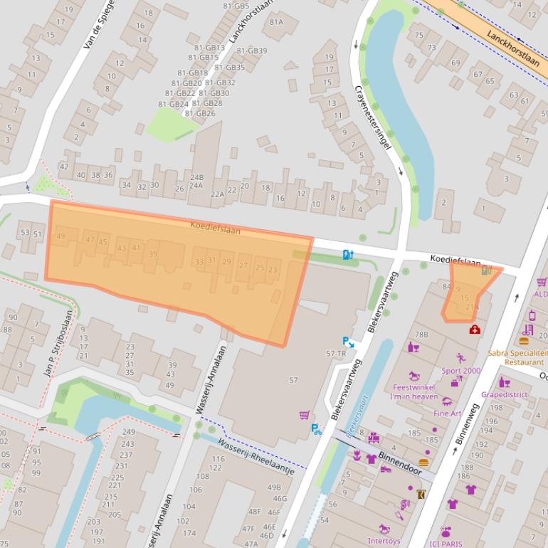 Kaart van postcodegebied 2101BS.