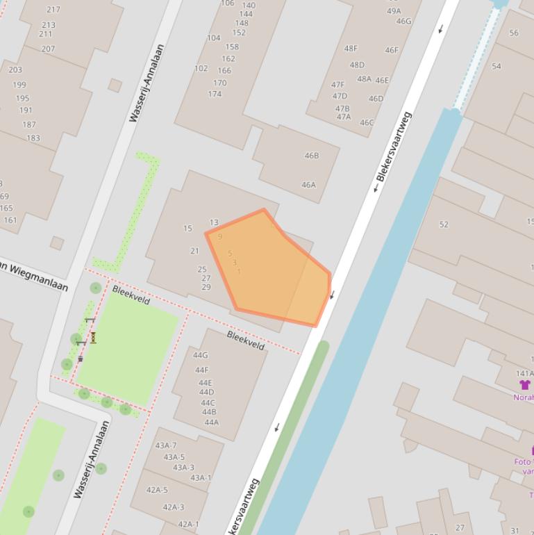 Kaart van postcodegebied 2101CJ.