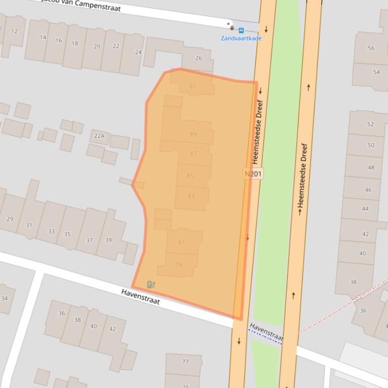 Kaart van postcodegebied 2101KA.