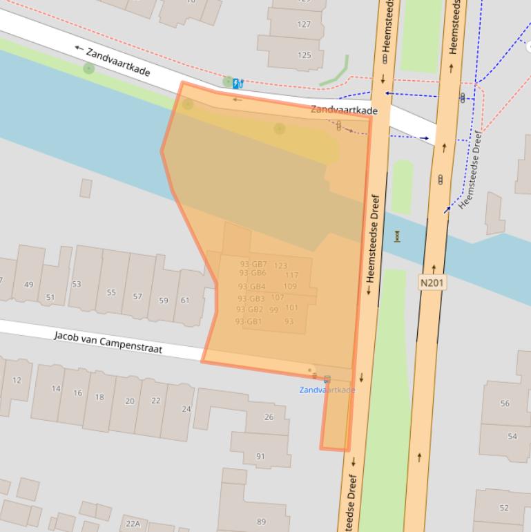 Kaart van postcodegebied 2101KB.