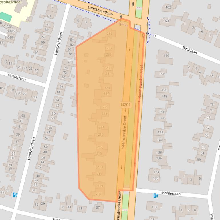 Kaart van postcodegebied 2101KG.
