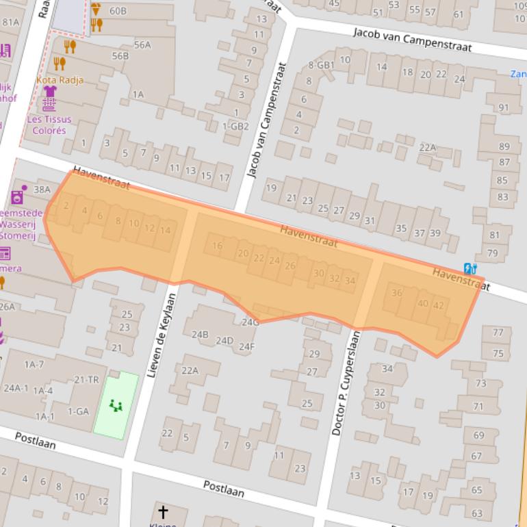 Kaart van postcodegebied 2101LC.
