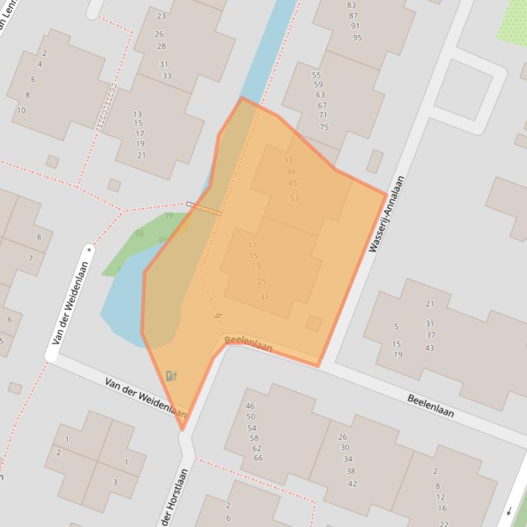 Kaart van postcodegebied 2101PA.