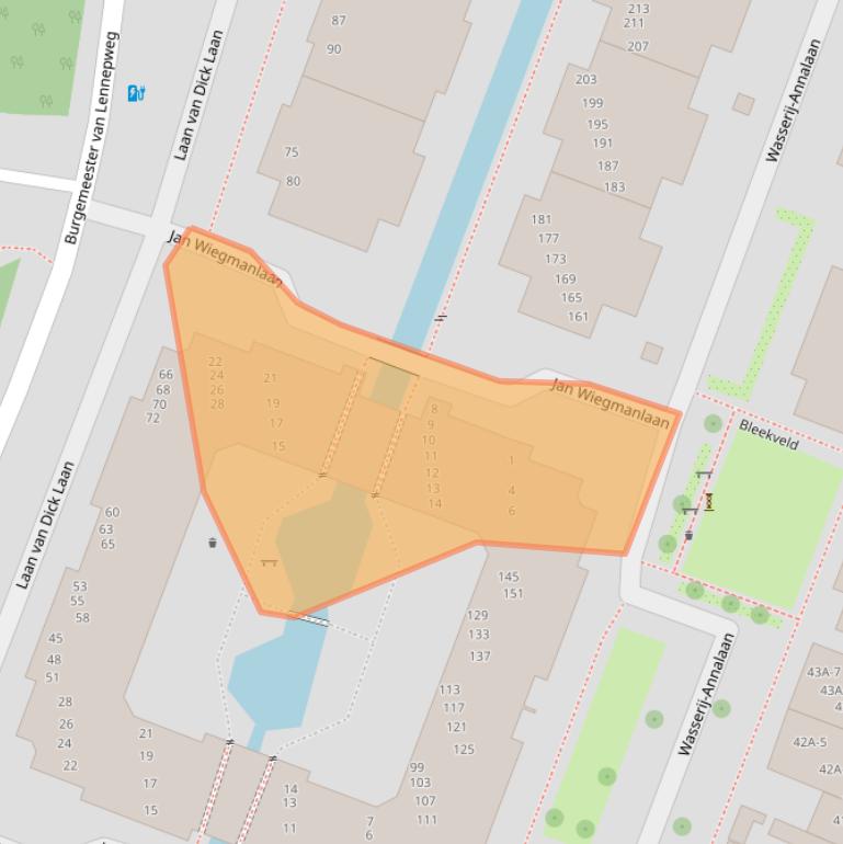 Kaart van postcodegebied 2101PR.