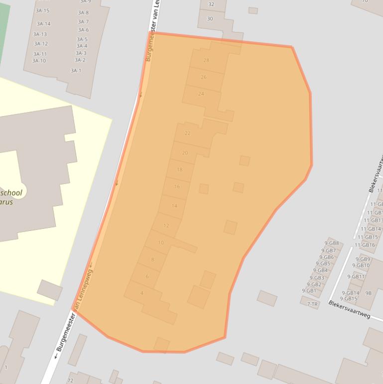 Kaart van postcodegebied 2101RG.