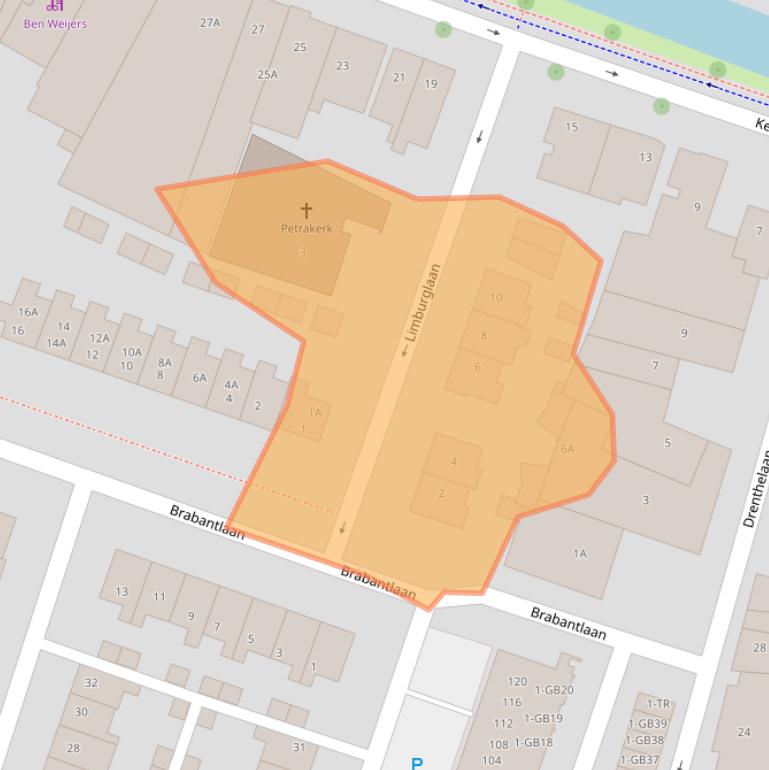 Kaart van postcodegebied 2101SB.