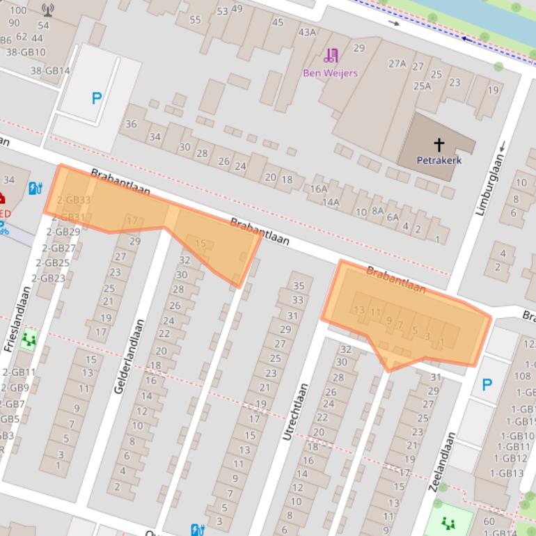 Kaart van postcodegebied 2101SC.