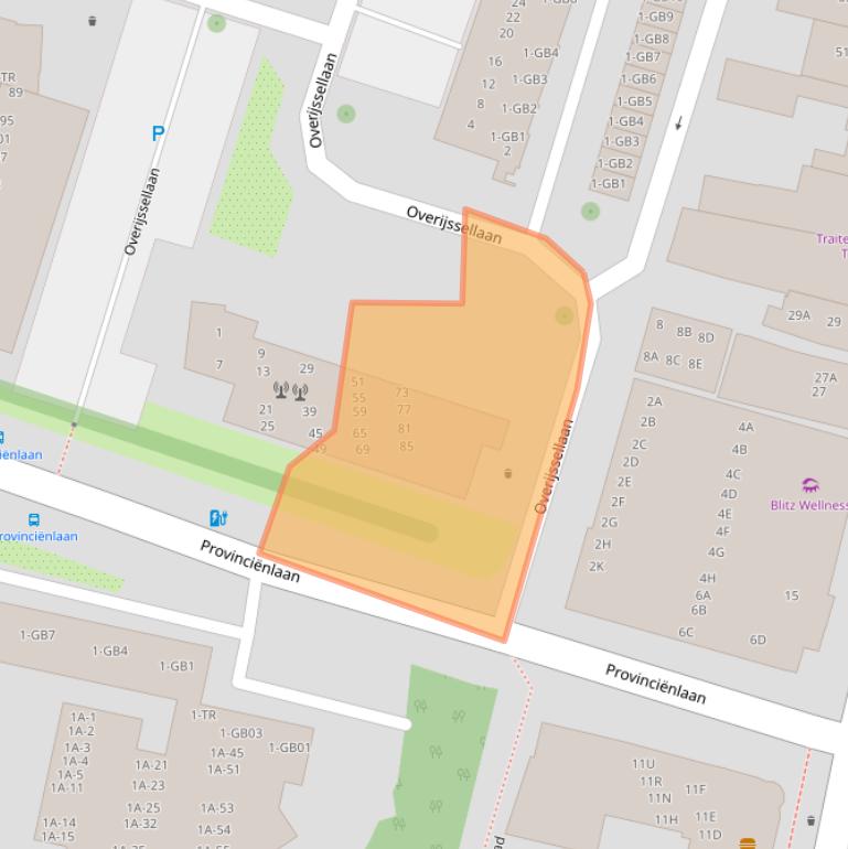 Kaart van postcodegebied 2101TB.