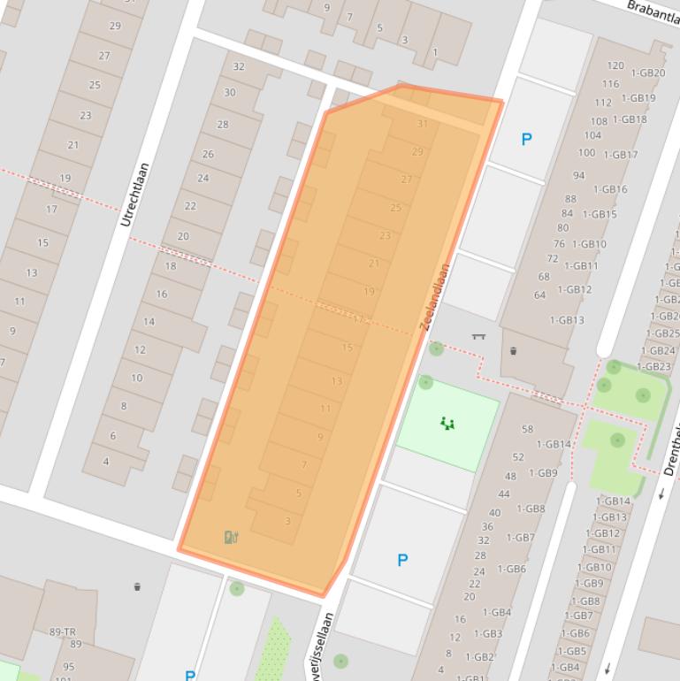 Kaart van postcodegebied 2101TL.