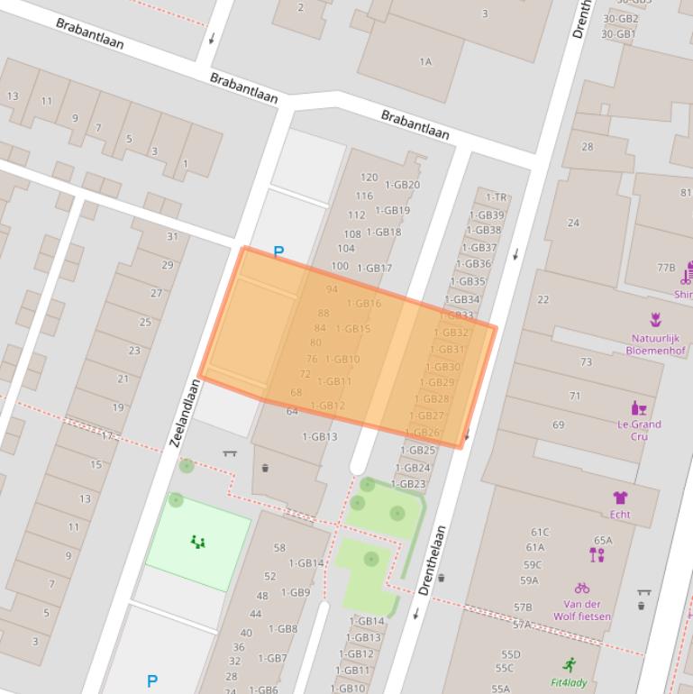 Kaart van postcodegebied 2101TP.