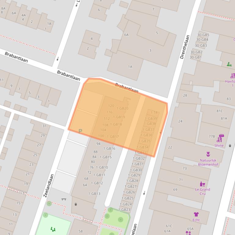 Kaart van postcodegebied 2101TR.