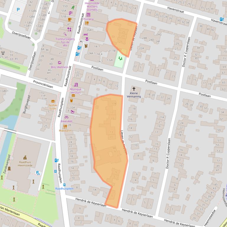 Kaart van postcodegebied 2101VD.