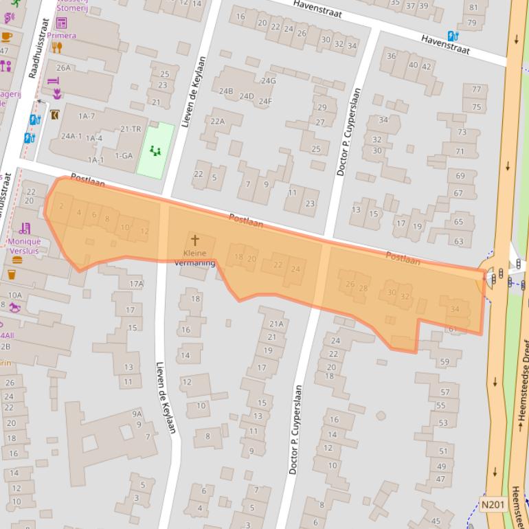 Kaart van postcodegebied 2101VH.