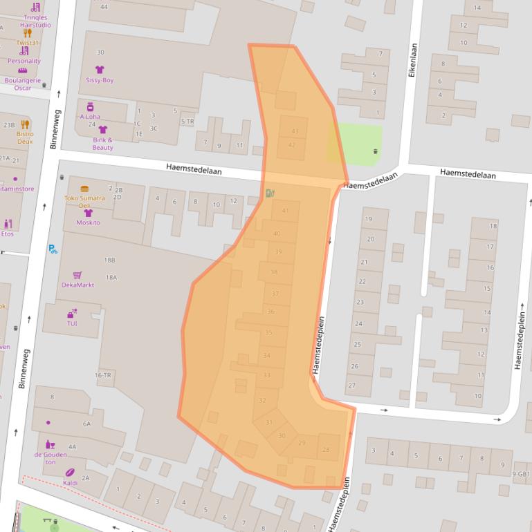 Kaart van postcodegebied 2101WE.