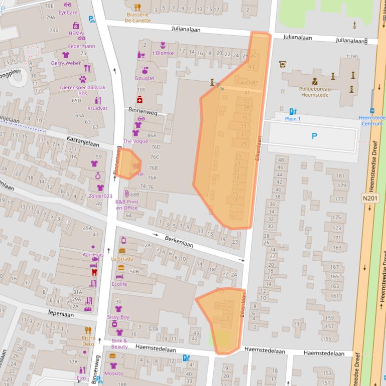 Kaart van postcodegebied 2101WH.