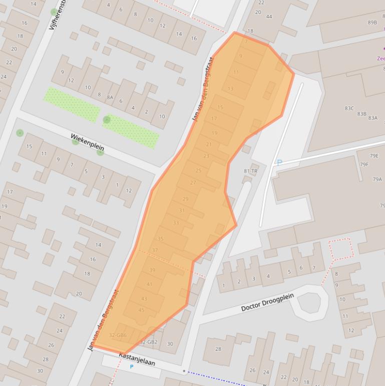 Kaart van postcodegebied 2101XA.