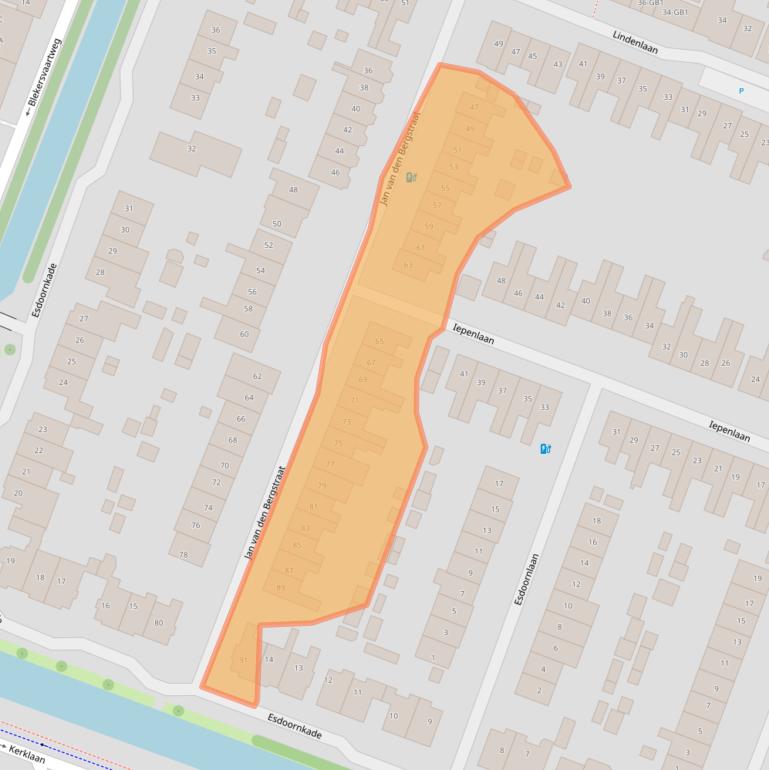 Kaart van postcodegebied 2101XB.