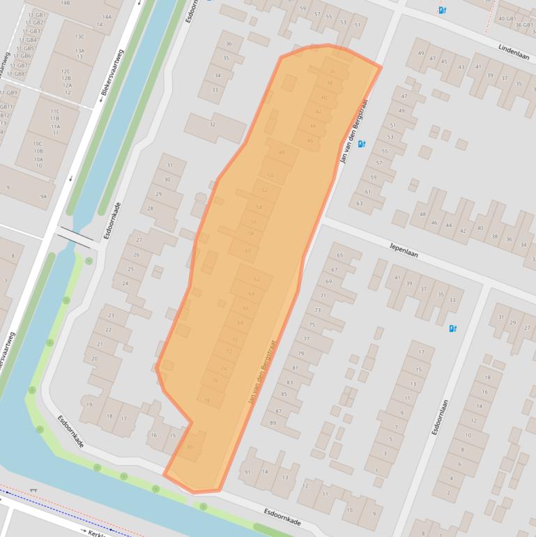 Kaart van postcodegebied 2101XD.