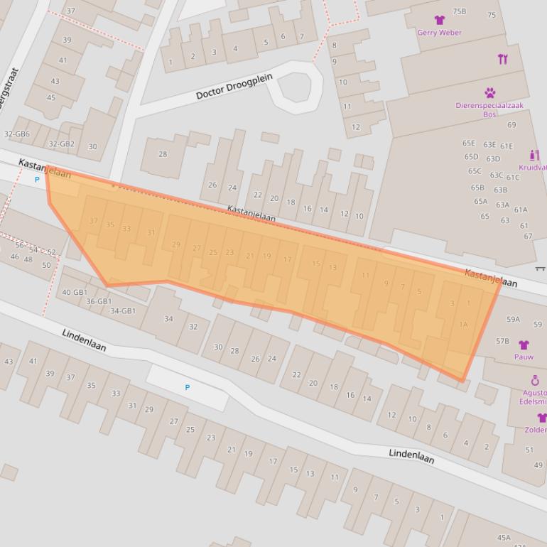 Kaart van postcodegebied 2101XK.