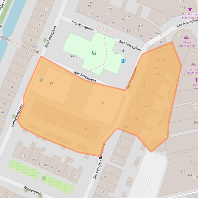 Kaart van postcodegebied 2101XV.