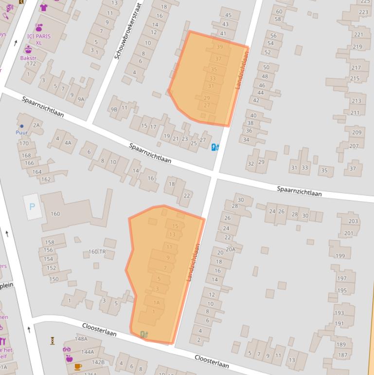 Kaart van postcodegebied 2101ZE.