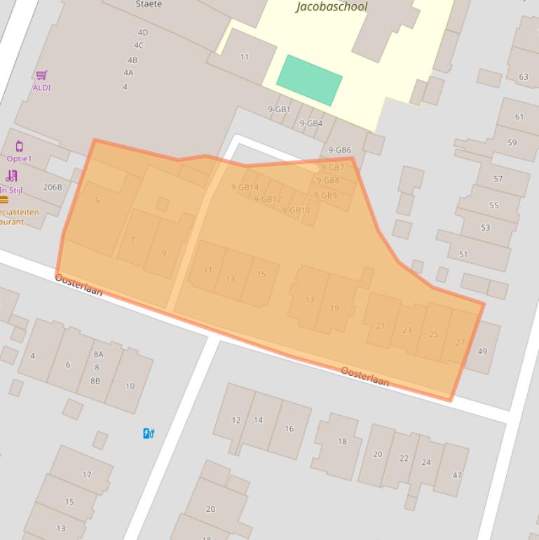 Kaart van postcodegebied 2101ZP.