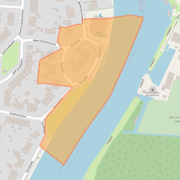 Kaart van postcodegebied 2102AC.