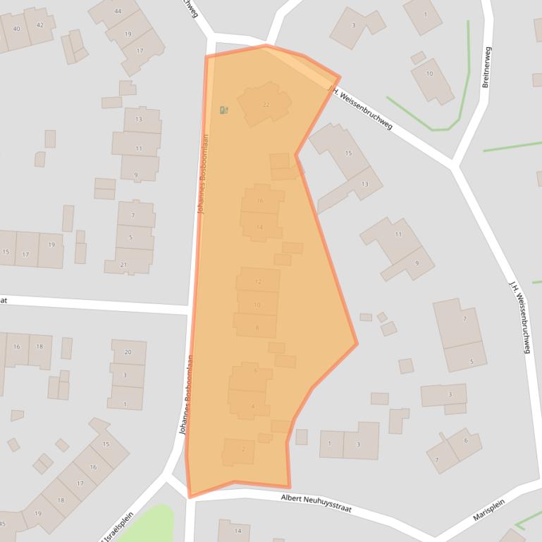 Kaart van postcodegebied 2102AK.
