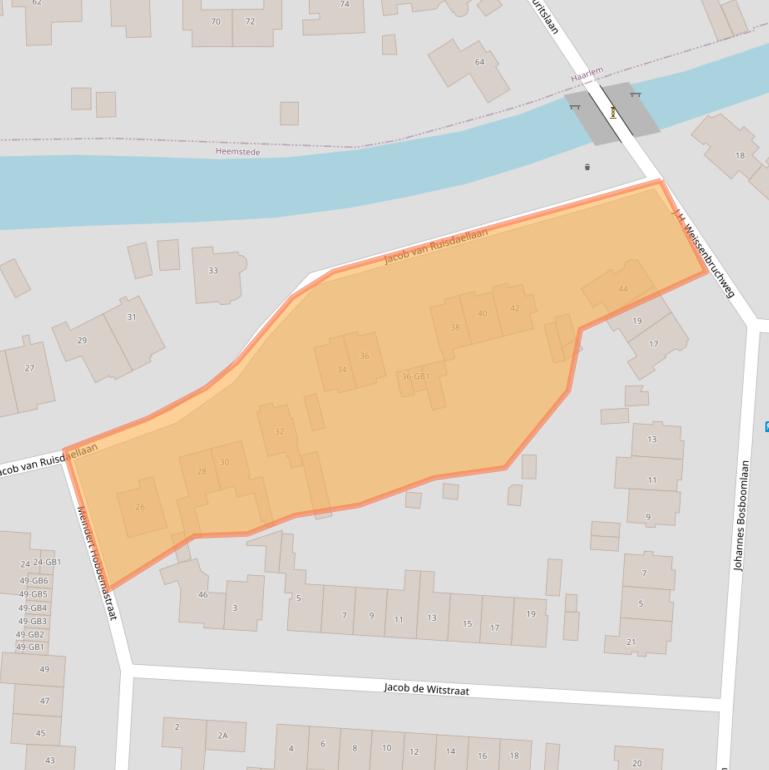 Kaart van postcodegebied 2102AP.