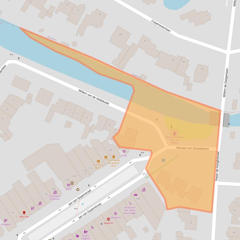 Kaart van postcodegebied 2102AR.