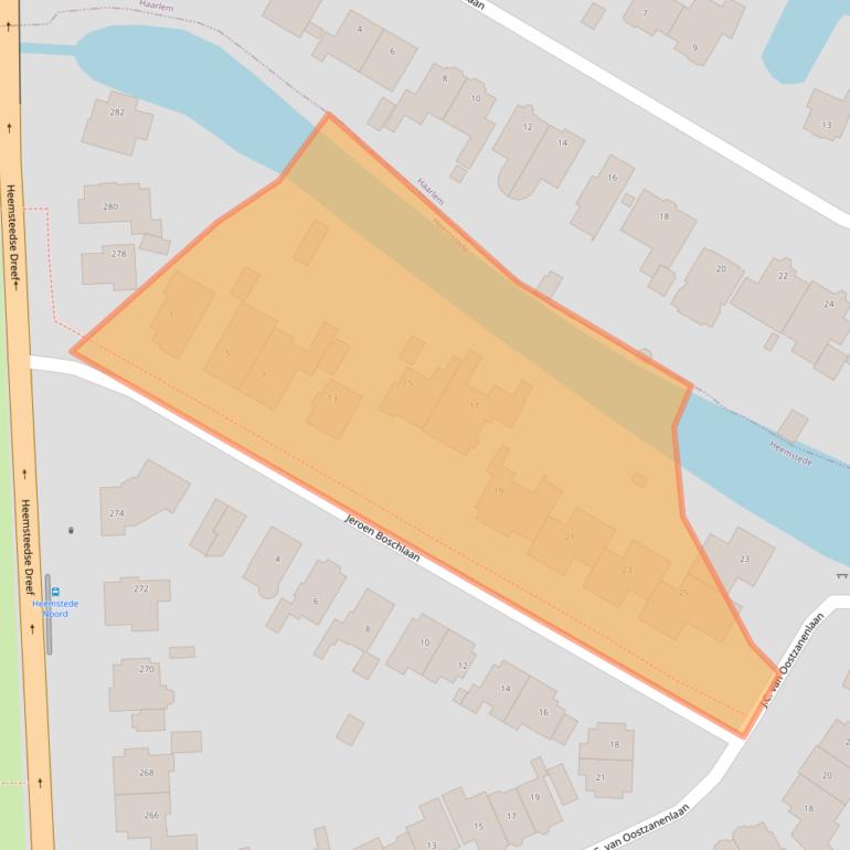 Kaart van postcodegebied 2102AT.