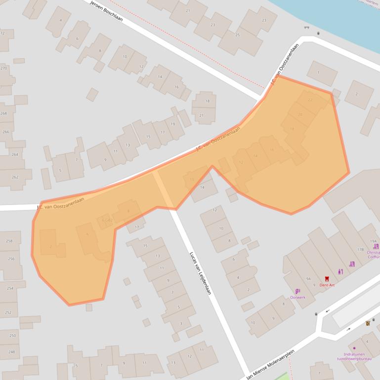 Kaart van postcodegebied 2102AX.