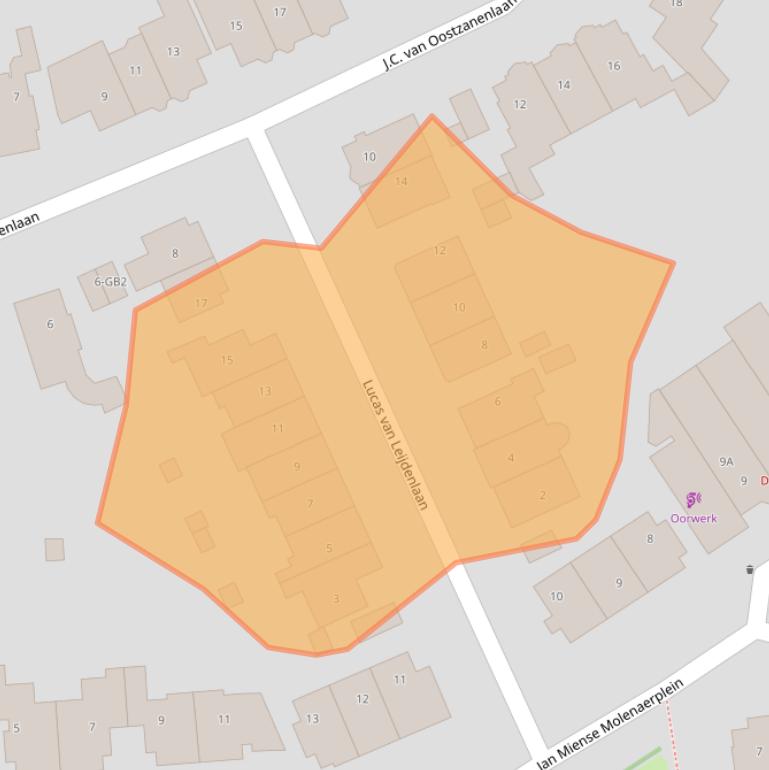 Kaart van postcodegebied 2102AZ.