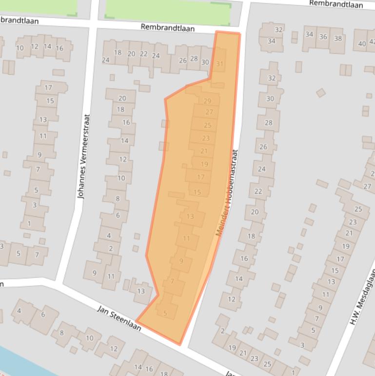 Kaart van postcodegebied 2102BH.