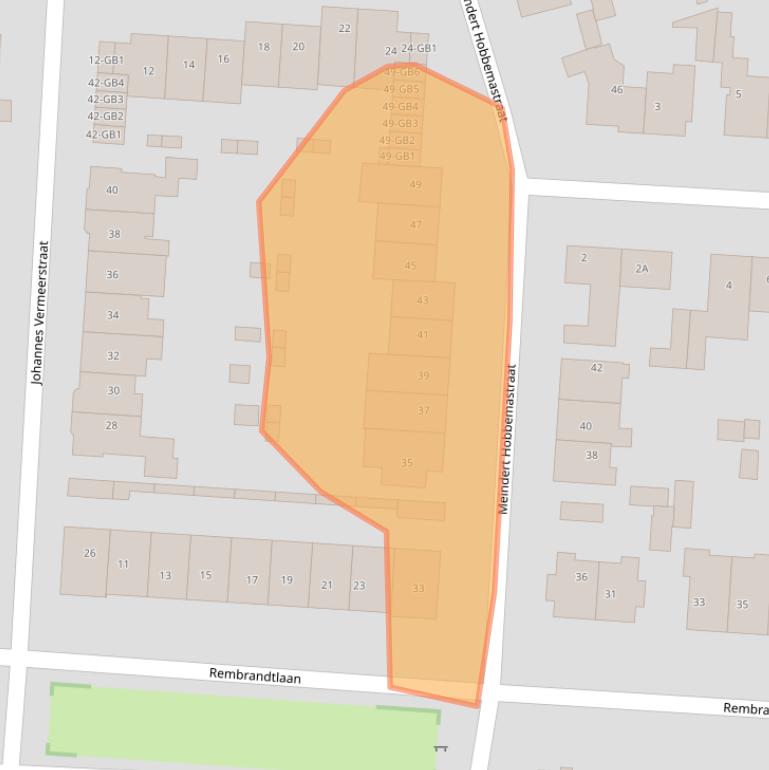 Kaart van postcodegebied 2102BJ.