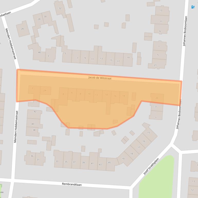 Kaart van postcodegebied 2102BM.