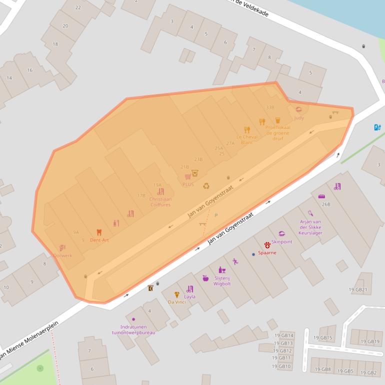 Kaart van postcodegebied 2102CA.