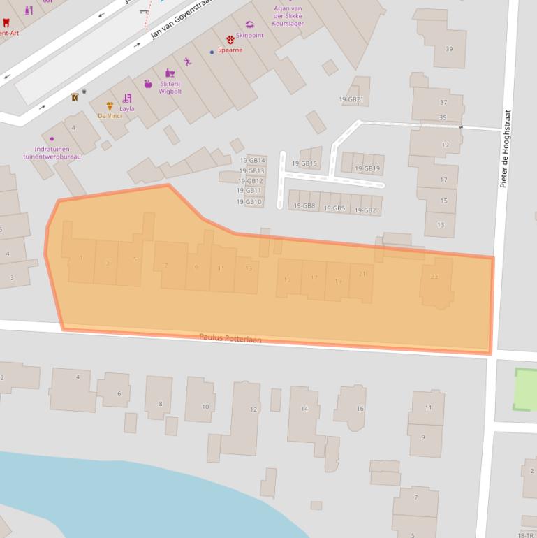 Kaart van postcodegebied 2102CC.