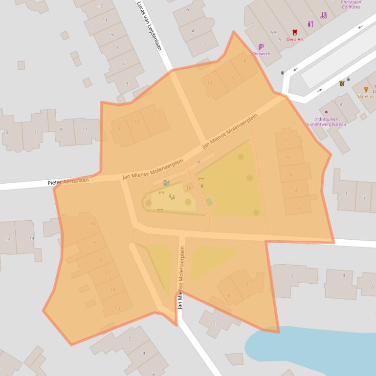 Kaart van postcodegebied 2102CE.