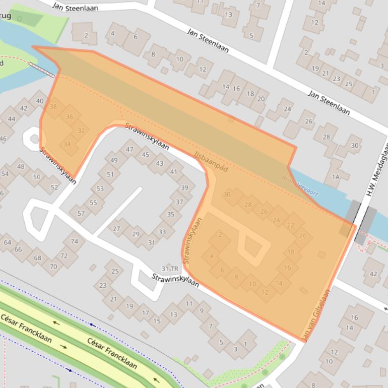 Kaart van postcodegebied 2102CP.