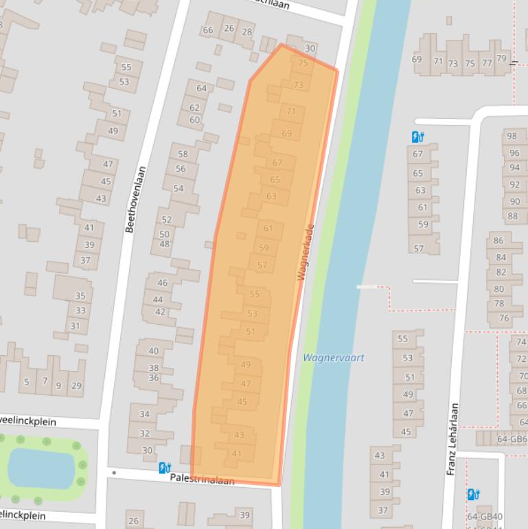 Kaart van postcodegebied 2102CT.