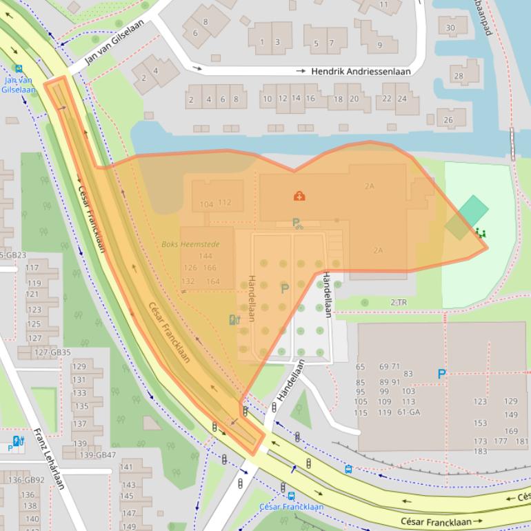 Kaart van postcodegebied 2102CW.