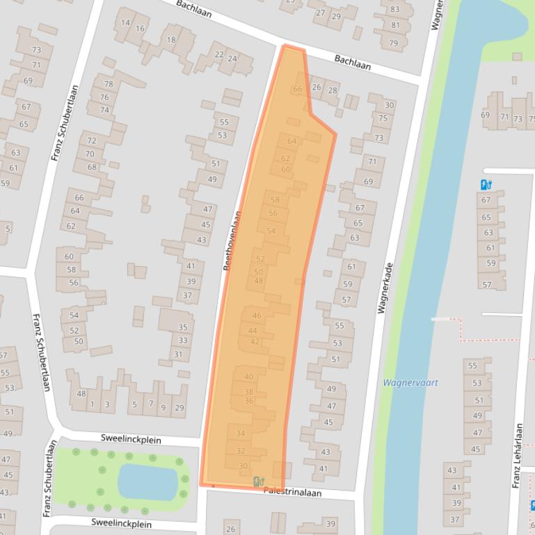 Kaart van postcodegebied 2102EW.