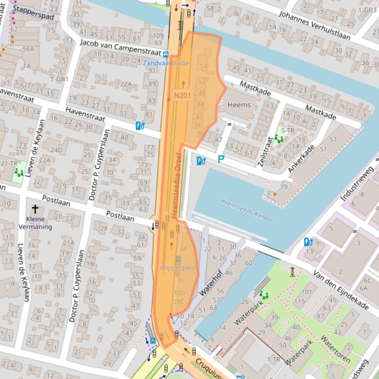 Kaart van postcodegebied 2102KL.