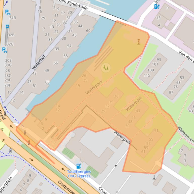 Kaart van postcodegebied 2102LA.