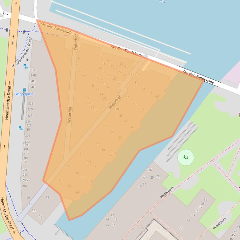 Kaart van postcodegebied 2102LC.